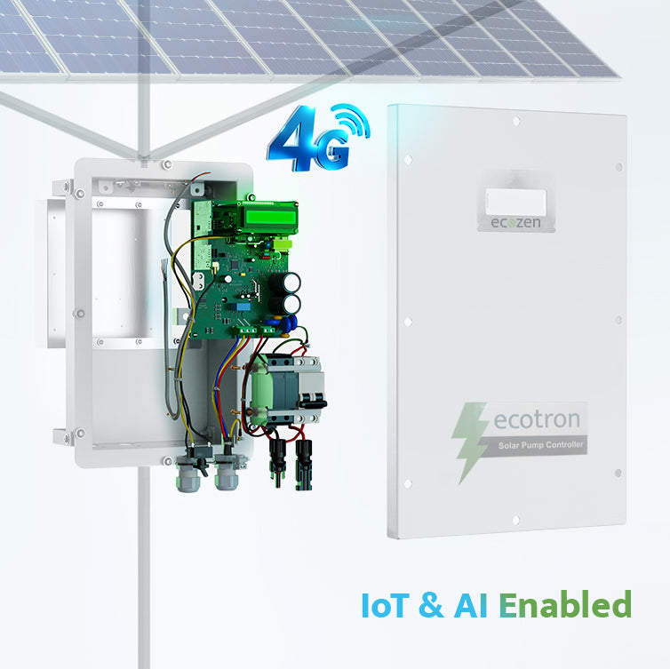 Ecotron Solar Pump Set - 10 HP Submersible AC Motor - 18 Panels | 20 Meters Head